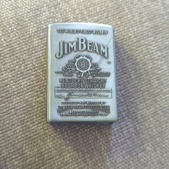 Zippo High Polish Brass Butane Jim Beam Brass Emblem Lighter Circa 2002 - Picture 1 of 3